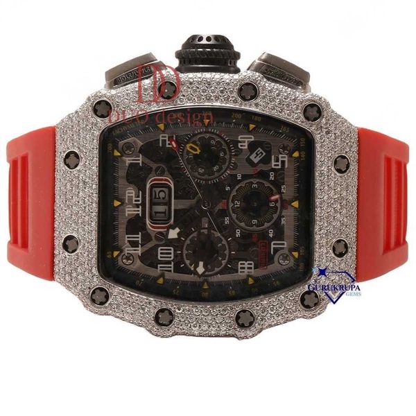 

Perfect accessory for men Custom hiphop moissanite diamond watch with enhance vvs clarity crafted in stainless steel
