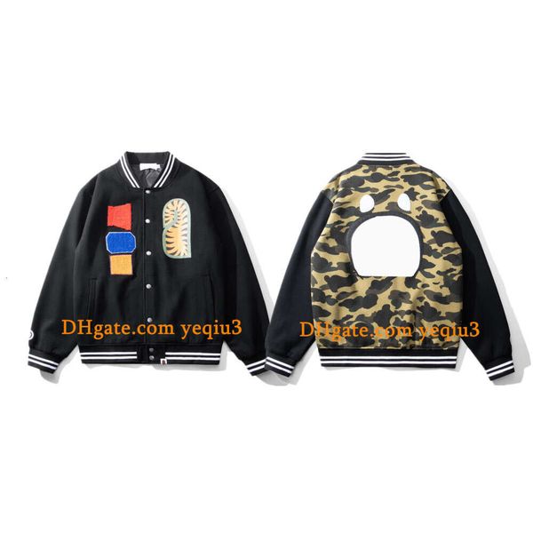 

Men Bomber Jacket Baseball jacket Flight Jacket Flocking letters and embroidery design Trendy matching Faux leather fleece jacket camouflage jacket Asian size b15, Bpj15-black