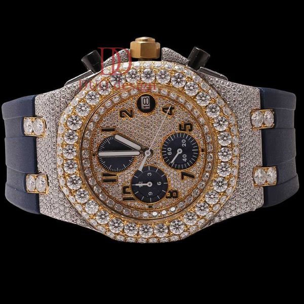 

Hiphop 2024 new arrival branded iced out moissanite luxurious stainless steel mens wrist watch with enhanced VVS clarity
