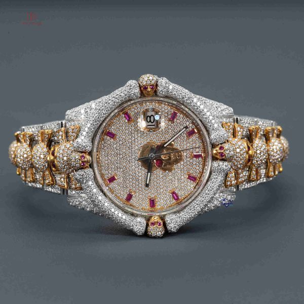 

Crafted wrist wear moissanite diamond watch with a stainless steel body accessories and it radiates with VVS clarity diamonds
