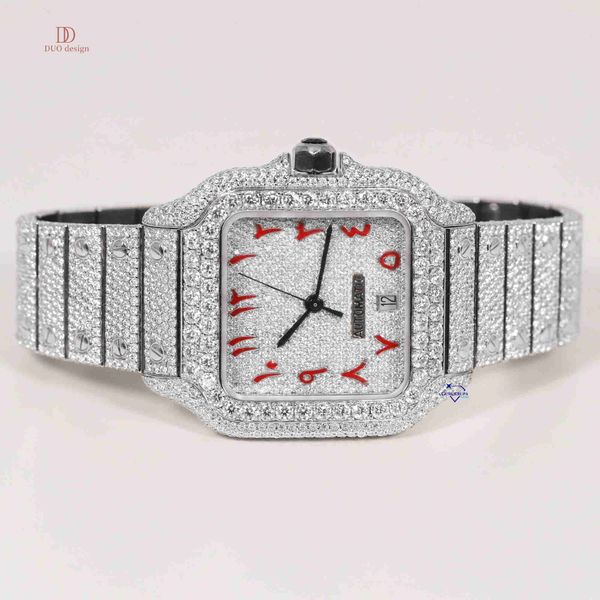 

Timeless uniquely crafted mens wrist watch in stainless steel moissanite diamond with enhanced VVS clarity and GRA certified