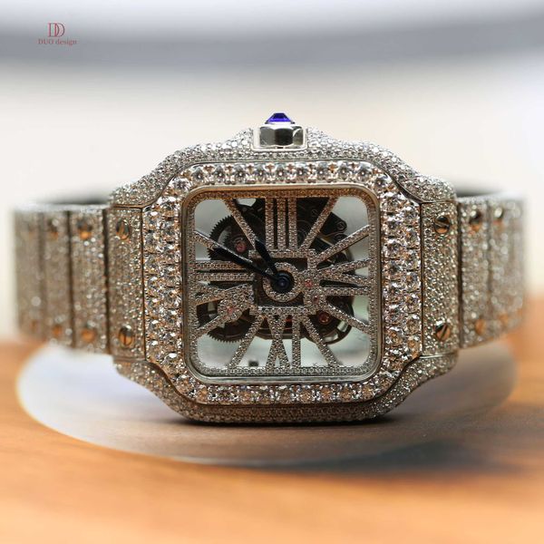 

Classy hip hop fully iced out natural diamond wrist watch with vvs clarity and GIA certified diamond for women at any occasion