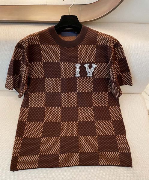 

Summer Men's Designer T-shirt Casual Men's and Women's Loose T-shirt Letter Embroidered Print Short Sleeve Bestselling Luxury Men's T-shirt, Brown