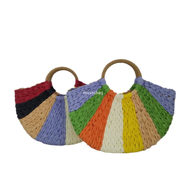 

Designer Bao Women's Grass Woven Bag Fashionable and Simple Handheld Casual Bag Retro Moon Bag Large Capacity Shopping Bag Luxury Grass Woven Beach Handbag, Green