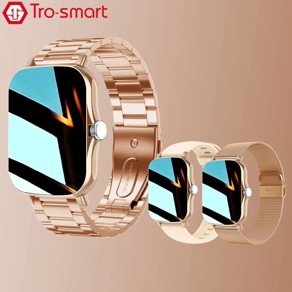 

Rose Watches Gold Color Smart Watch Women Men Smartwatch Heart Rate Smart Clock For Android IOS Fitness Tracker Dial Call Answer Call watch
