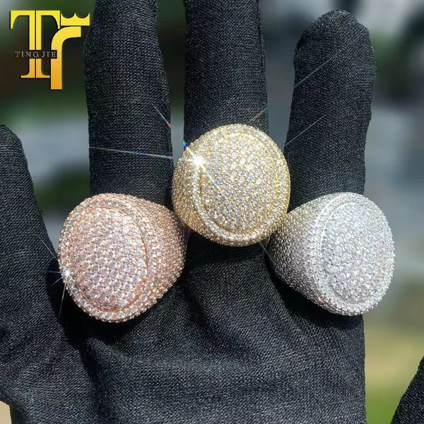 

solid silver pass diamond tester hip hop iced out men vvs moissanite rings 925 sterling silver