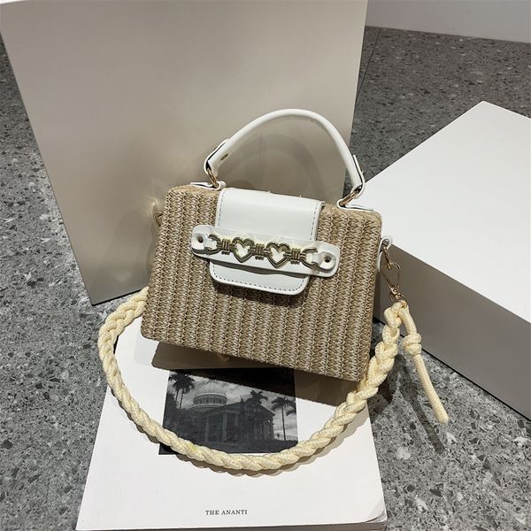 

Factory outlet leathers shoulder bags summer fashion woven beach bag sweet and lovely shaped leather handbag Western style chain decorative women backpack 8958, Brown
