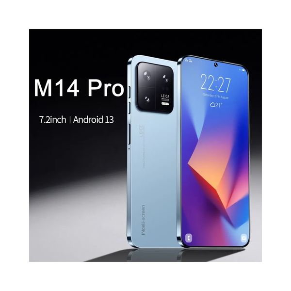 

M14 PRO Android Smartphone Touch Screen Color 4G 8GB RAM 64GB 128GB 256GB ROM 7.3-inch HD+ screen Smart Wake gravity sensing Support for multiple languages, Blue