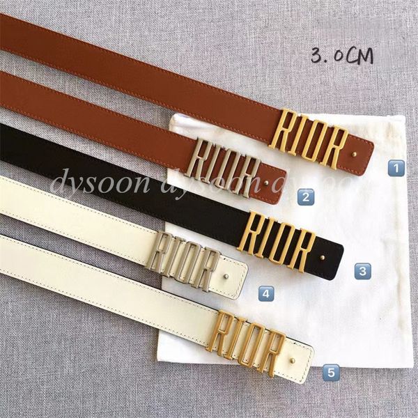 

Top Quality Women Belts Genuine Leather Fashion Belts Width 3cm Length 90cm-115cm 27692 With Box, #1 gold buckle-black+white