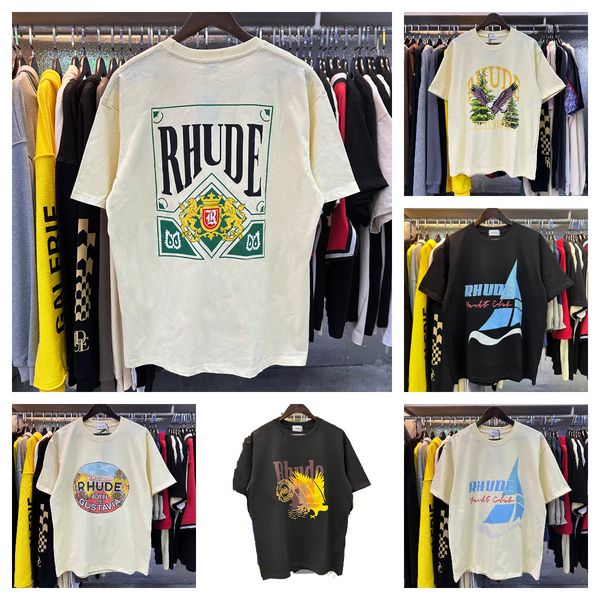 

Mens T Shirt Rhude New High Quality Tess Designer Casual Fashion rhude Short Sleeve Europe America Men Women Round Neck Tshirts Shirt Rhude Tshirt US Size S m l XL, Colour2