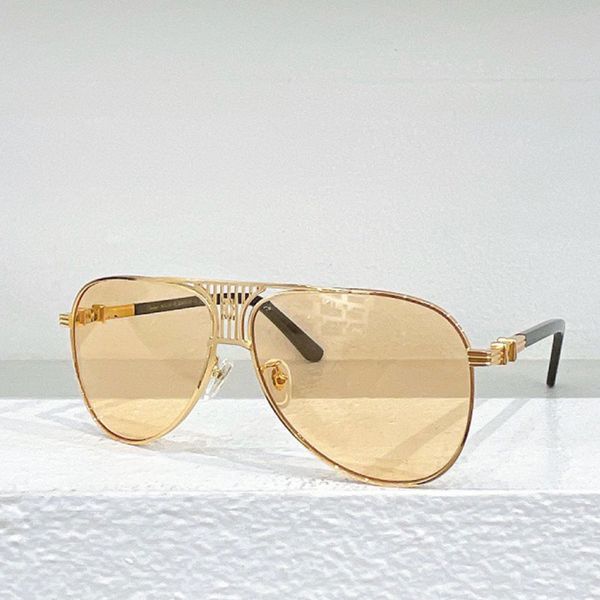

Luxury retro oversized square sunglasses 1183 Mens cool gold metal glasses Womens designer stripe border design UV400 polarized lenses top quality