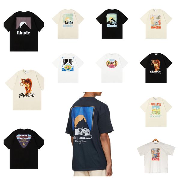 

2024 Luxury Brand Rhude Shirt Men T Shirts Designer Men Shirt Men Shorts Print White Black S  L XL Street Cotton Fashion Youth Mens Tshirts Tshirt Summer, Colour4