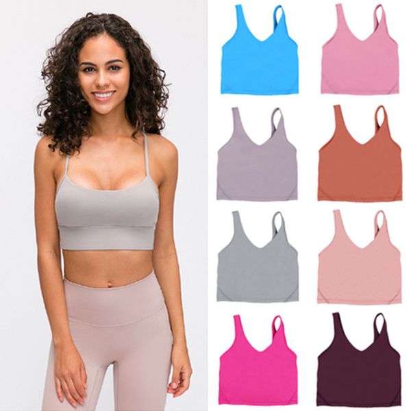Women's Yoga Bra Summer U-shaped Y-shaped Tank Top Without Steel Rings With Chest Pads Women's Sports Fitness Sleeveless Tight Sweatwicking Fashion Tank Top yoga