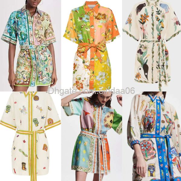 

Basic Casual Designer Women Dresses ral Printed Holiday Mini Skirts Women's Trendy Clothing en wer Printing Lace Up Short Sleeved Dress, Color 3