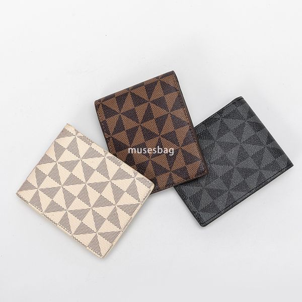 

Unisex short printed two fold wallet new trendy and minimalist with multiple card slots driver license change bag card bag, Khaki