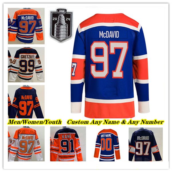 

2024 Stanley Cup Final Edmonton Hockey Jersey Connor McDavid Leon Draisaitl Zach Hyman Evan Bouchard Ryan Nugent-Hopkins Evander Kane Calvin Pickard Mattias Ekholm, Men blue style