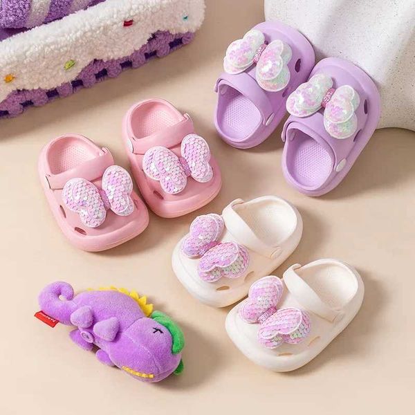 

Slipper Slipper 2024 New Girl EVA Slipper Summer Bow Sandals Sequined sse Childrens Flash Party Dress Childrens Slide Shoes WX5.30, Ivory