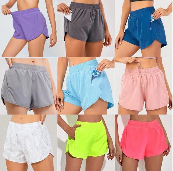 Yoga clothes Womens Yoga Outfits High Waist Shorts Exercise Short Pants Fitness Wear Girls Running Elastic Adult Pants Sportswear Lined Drawstring