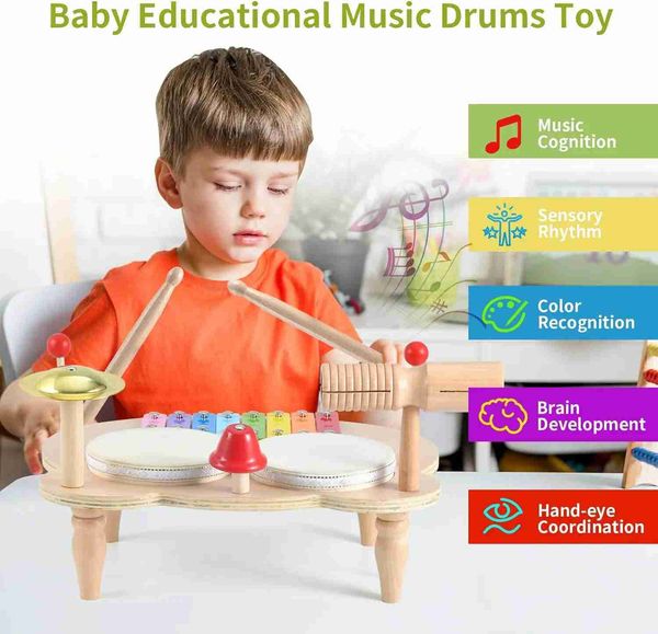 

Toys Noisemaker Baby Music Sound Childrens drum set baby musical instruments toy Montessori xylophone preschool childrens music Percussion bell birthday WX5.30