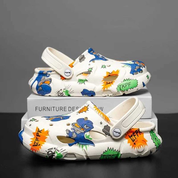 

Slipper Childrens and Girls Clogs Summer EVA Water Casual Sports Shoes Lightweight Cartoon Dinosaur Slide Boys Sandals WX5.30, Grey