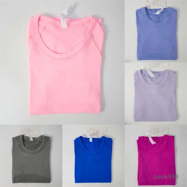 

woman gym yoga shirt t shirt hir short sleeved high elastic breathable running top quick drying seamless sport cycling gym wear jogging fitness clothes, Color 15