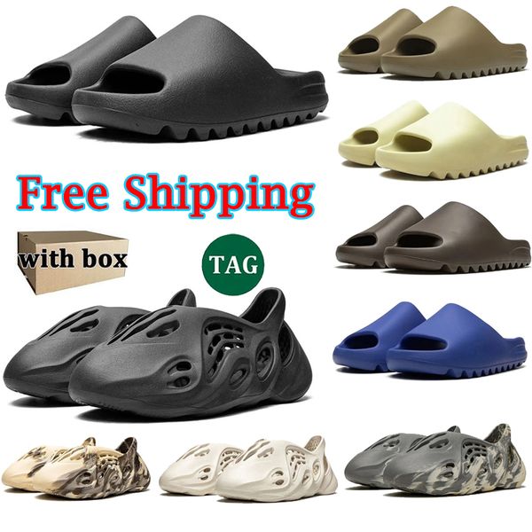 

With box Free Shipping slides designer sandals slippers men women slide Onyx Bone Desert Sand Brown Blue Green slipper mens summer sliders flip flop shoes 36-45, Color 2