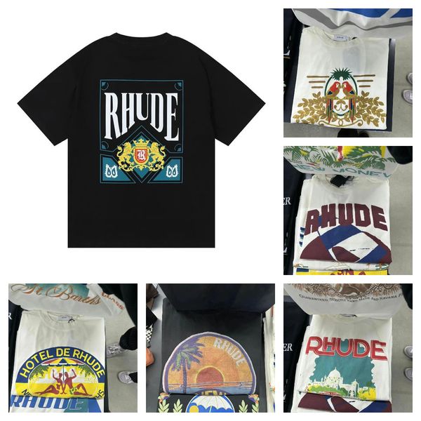 

Rhude Designers Tshirt Mens Rhude Print T Shirts For Summer Mens Tops Letter Polos Shirt Womens Casual Loose Tshirts Clothing Short Sleeved Cotton Tees Size  M L XL, Colour17