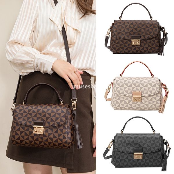 

New printed lock buckle small square bag fashionable and trendy postman bag elegant handbag girl's trendy one shoulder crossbody bag, Coffee