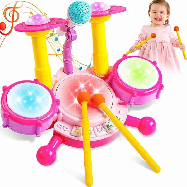 

Noisemaker Toys Baby Music Sound Jazz Rack Drum Set Suitable for BabyToddler Girls Education Microphone Instruments Toy Sensing WX5.30 Toddler