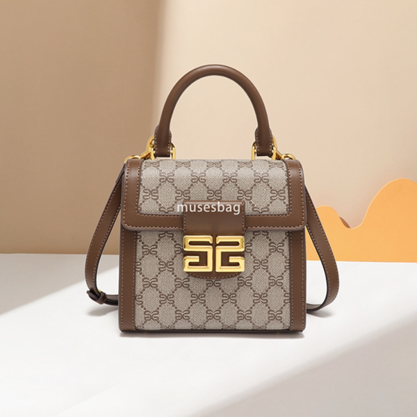 

New trendy and fashionable small square bag with high quality and niche design Single shoulder bag with light luxury and foreign style Handheld crossbody women's bag, Coffee