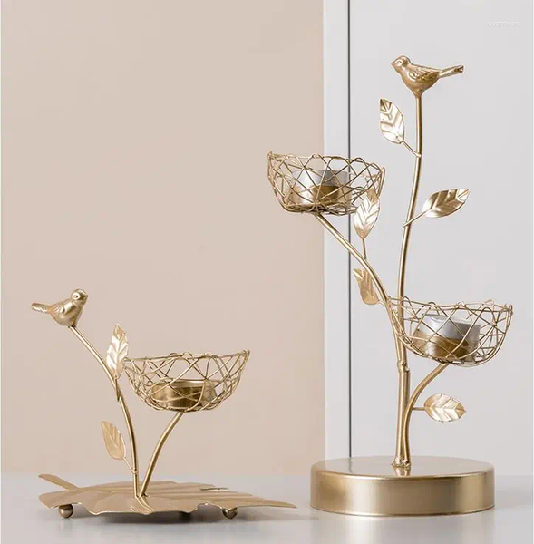 

Holders Candle Creative Gold Iron Candlestick Bird Cage Artificial Craft Fashionable Home Furnishing Table Desk Ornaments Decoration Gift stick