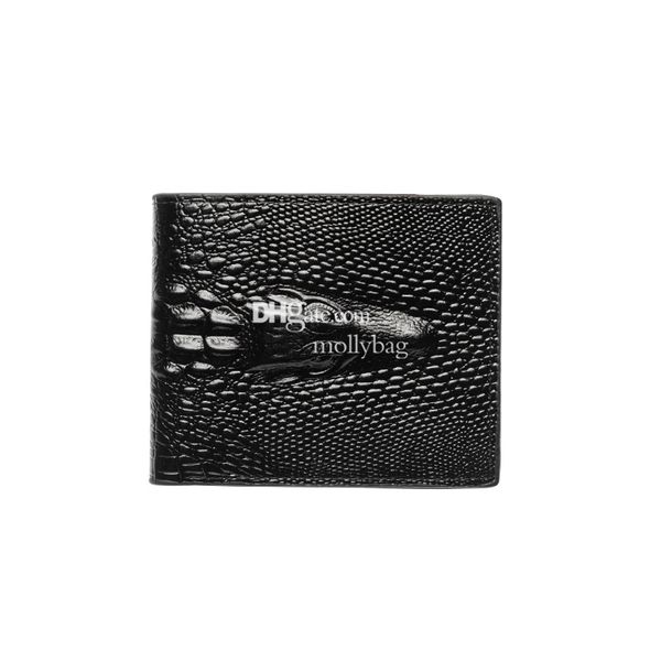 

2024 Wholesale of Men's Wallet Short Crocodile Pattern Business Horizontal Multi functional Banknote leather Wallet Document Bag, Crocodile claw black