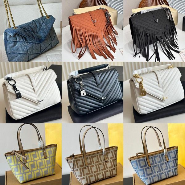 

with box New Evening Big Bags Women's Casual Designer Tote Wedding Date Leather Handbag Letter Metal Triangle Shoulder Bag Street Shopping Messenger Backpack, Color#1