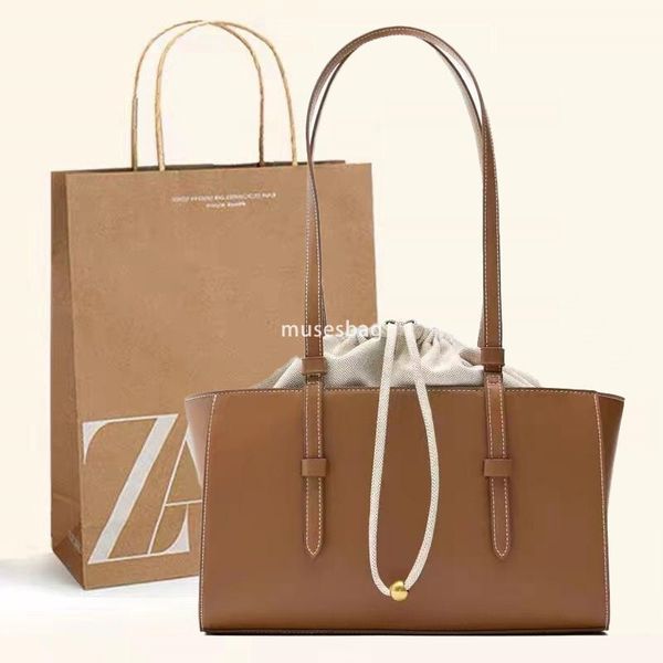 

Advanced Korean Underarm Bag New Fashion Shoulder Bag Versatile White City Style Drawstring Strap Mouth Handheld Crossbody Bag, Brown