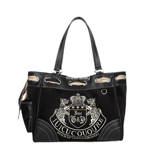 

Advanced Women's PU Retro Fashionable High Quality Shoulder Bag Spicy Girl Embroidery Contrast Color Versatile Multi functional Handbag Large Capacity Tote Bag, Black