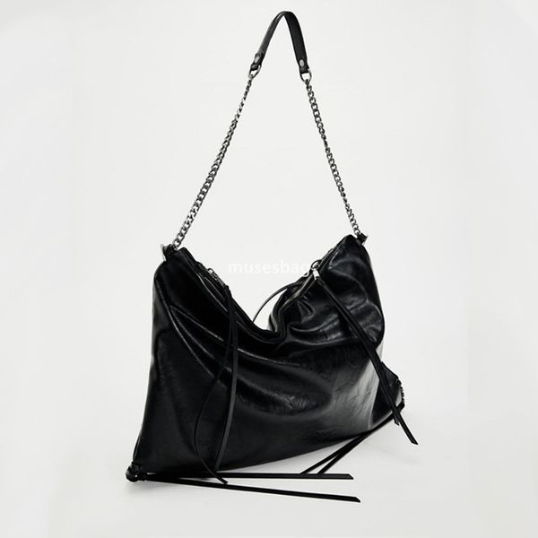 

High quality PU women's bag, student large capacity chain shoulder bag, fashionable retro, luxurious high-quality leisure travel handbag, Black