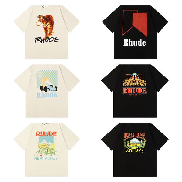 

Rhude Luxury Brand Rhude Shirt New Designer Men T Shirts Men Shirt Men Shorts Print Loose White Black S M  XL Street Cotton Fashion Youth Mens Tshirts Tshirt Summer, Colour1