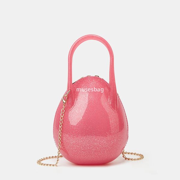 

New Fashion Jelly Bag Beach Outdoor Crossbody Bag Versatile Small Round Shoulder Bag High Material Mini Bag Small Crowd Shoulder Bag, Peach