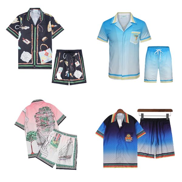 

Casablanc Shirt 24ss Designer Mens T Shirt and Mesh Shorts Sets Casa blanca New Men Polo Shirt Womens Masao San Print Tee Shirts Loose Silk Summer Tshirts Clothes, Colour4