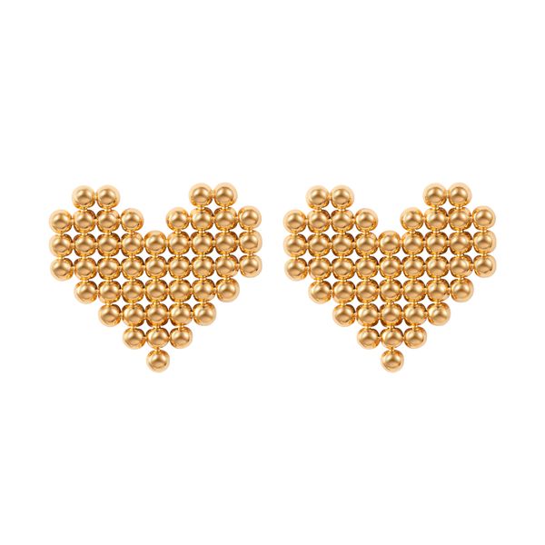 

Instagram Colorless Titanium Steel 18K Gold Ball Peach Heart Heart Earrings