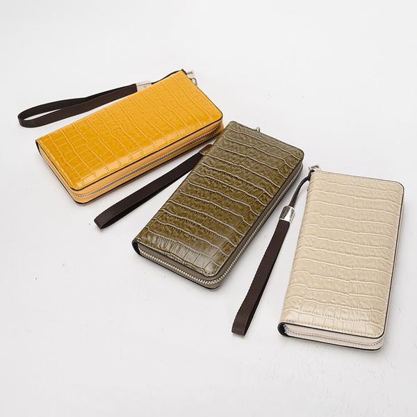 

New Crocodile Pattern Long Handheld Bag for Women's Wallet Multi Card Zipper Wallet waterproof Wrist Plain Bag and handbags Hot Selling, Silver