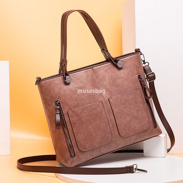 

Designer Women High Quality Shoulder Bag Vintage Casual PU Pitot Bag Double Pocket Fashion High end Multi functional Handheld Straddle Bag, Pink
