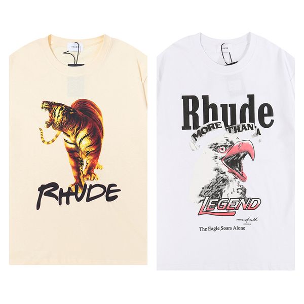 

Rhude Tshirt Designer Mens t Shirts Tide Printed Tee Summer Men Women Round Neck Short Sleeve Tshirt Casual Loose Fashion High Street Hip Hop Treetwear Size S M L, Colour23