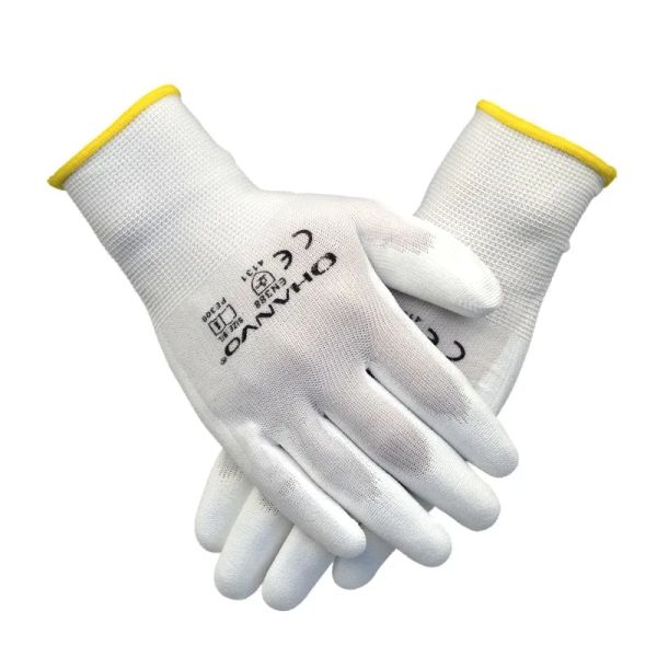 wholesale Work Gloves Workplace Safety Supply Flexible PU Coated Nitrile Safety Glove for Mechanic working Nylon Cotton Palm CE EN388 OEM LL