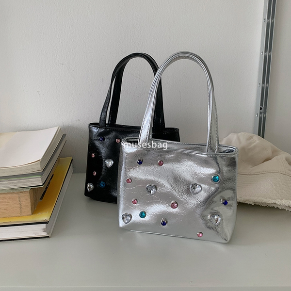 

Small Handheld Water Diamond Bag for Women New Spicy Girl Style Crossbody Bag Tote Bag Instagram Silver Phone Bag Tide
