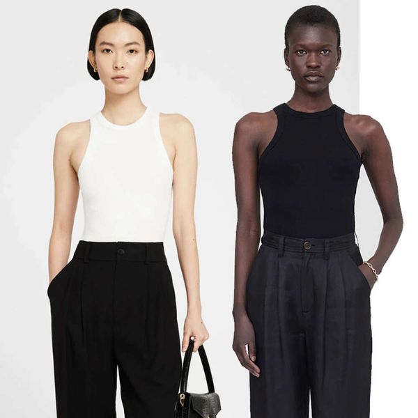 

24ss Bing Designer Summer Cotton Tanks New Solid Color Racerback Shoulder High Elastic Threaded Fabric Tank Vest Top Tide anime Women Casual Loose Pullover T-shirt TN, White