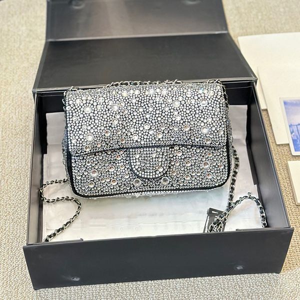 

Real Women luxurys Designers bags Diamond Evening bag Shoulder bag Handbags Messenger Handle Chain Bag Clutch Flap crossbody Wallet lady clutch Fortune bag 20m, Dark grey