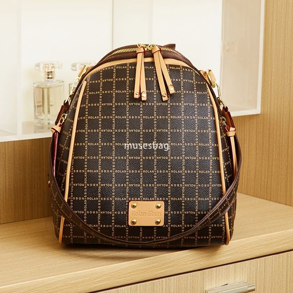 

High quality women's PU large capacity leisure multifunctional backpack versatile fashion backpack retro simple one shoulder high-end temperament tote bag, Coffee