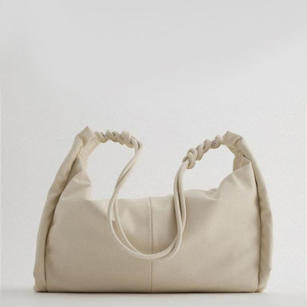 

High quality niche design new soft leather tote bag high-end feeling side shoulder bag pleated decoration crossbody shopping bag, Brown