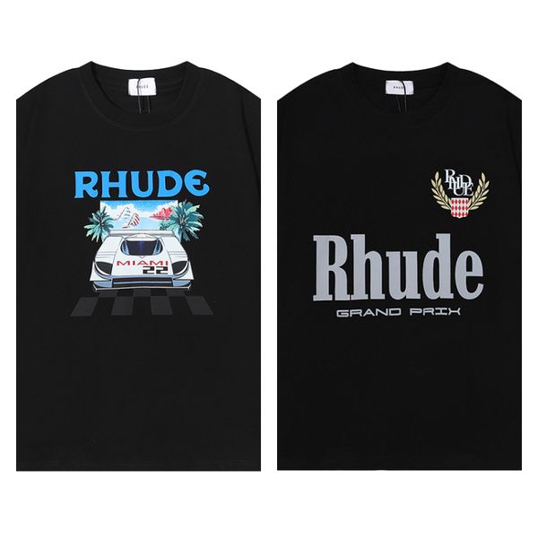 

Rhude Tshirt Designer Mens t Shirts Tide Printed Tee Summer Men Women Round Neck Short Sleeve Tshirt Casual Loose Fashion High Street Hip Hop Treetwear, Colour14